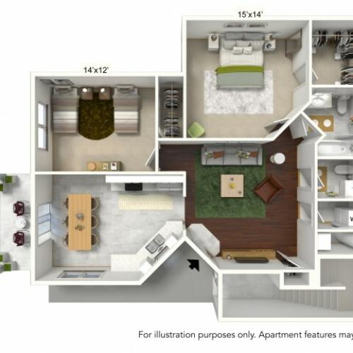 2 Bedroom Floor Plan | Luxury Apartments In Buffalo Ny | Autumn Creek Apartments