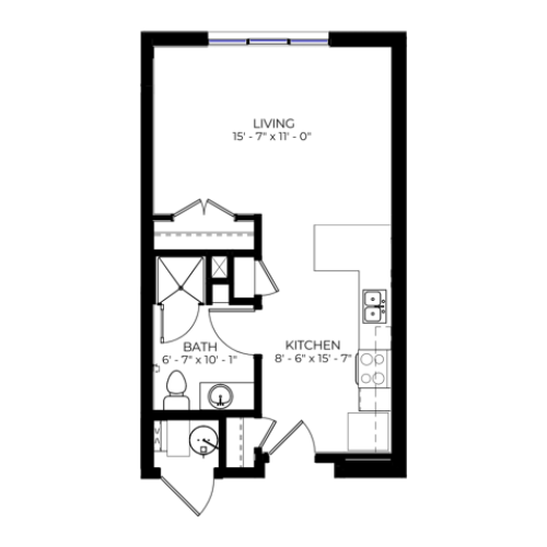 0 bed/1 bath