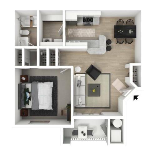 1 bedroom 1 bath Windsor floor plan