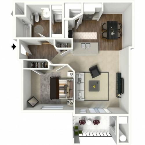 1 bedroom 1 bathroom Avana floor plan