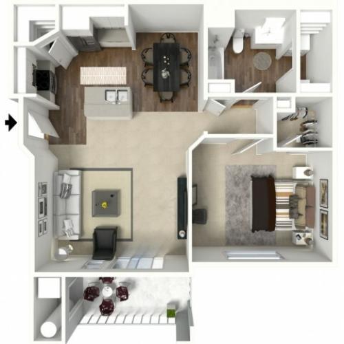 1 bedroom 1 bathroom Astoria Floor Plan