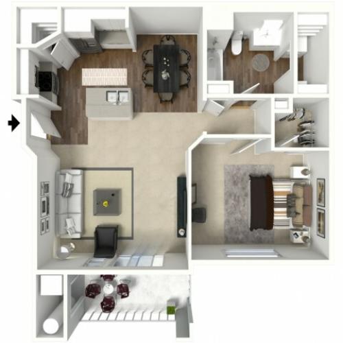 1 bedroom 1 bathroom Astoria Premier Floor Plan
