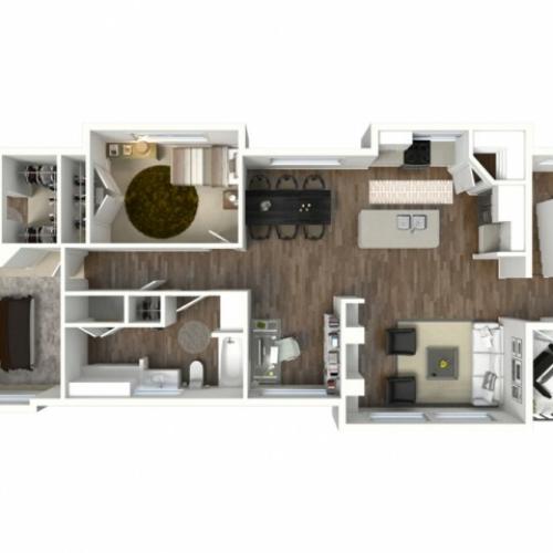 2 Bed 2 Bath Bloomington Floor Plan