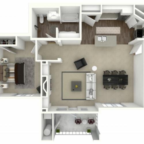 1 bedroom 1 bathroom Arlington Accessible Floor Plan