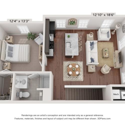 Clubhouse End 1 Bed Apartment LC Hilliard