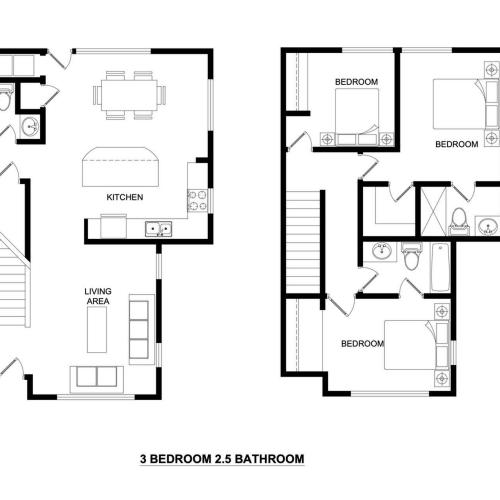 2 Bedroom, 2.5 Bathroom Townhome 2 Bed Apartment Meadows at June Road