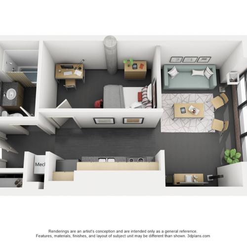 Canfield Studio - Floor Plan - Disclaimer: This floor plan is an approximation and may not include the most recent information.
