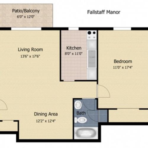 1 Bedroom 1 Bed Apartment Fallstaff Manor Apartments