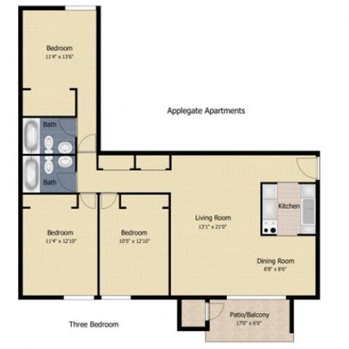 2 Bedroom 2 Bed Apartment Applegate