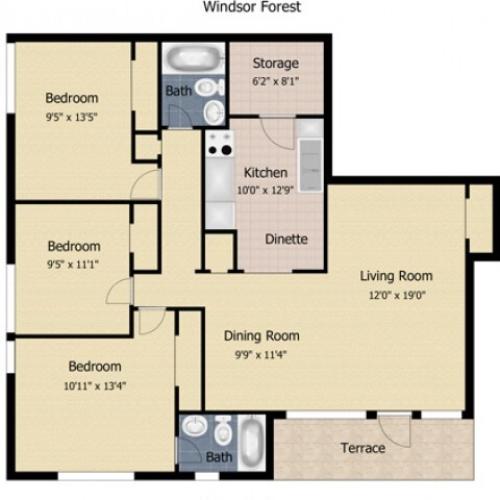 2 Bedroom 2 Bed Apartment Windsor Forest Apartments