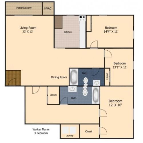 1 Bedroom 1 Bed Apartment Walker Manor