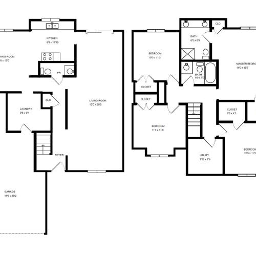 4 Bedroom Floor Plan | camp lejeune rental homes | Atlantic Marine Corps Communities at Camp Lejeune