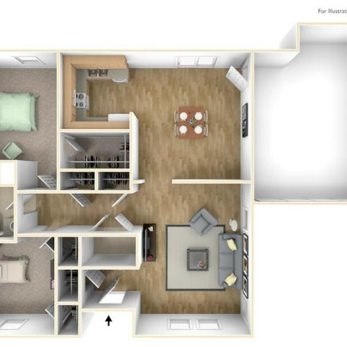 2 Bdrm Floor Plan | camp lejeune housing | Atlantic Marine Corps Communities at Camp Lejeune