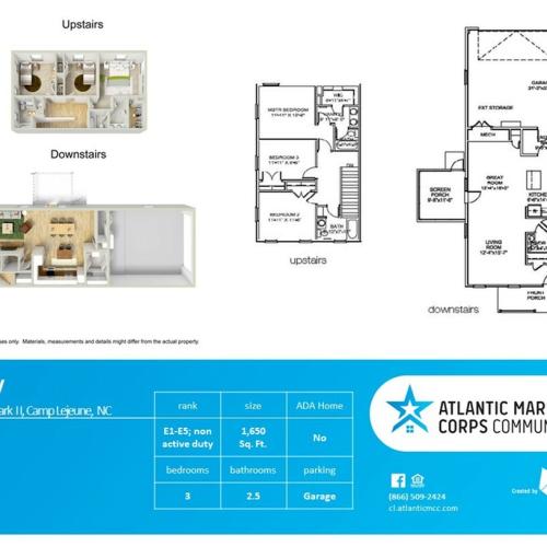 3 Bdrm Floor Plan | camp lejeune housing | Atlantic Marine Corps Communities at Camp Lejeune