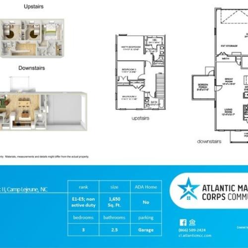 3 Bdrm Floor Plan | camp lejeune housing | Atlantic Marine Corps Communities at Camp Lejeune