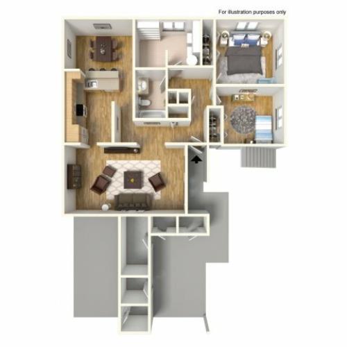 2 Bedroom Floor Plan | Schofield Barracks Hawaii | Island Palm Communities