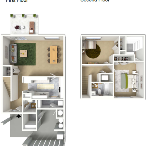 2 Bedroom Townhome Floor Plan | Hickam Air Force Base Housing | Hickam Communities