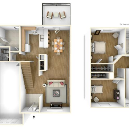 2 Bedroom Floor Plan | MCAS Cherry Point Rentals | Atlantic Marine Corps Communities at Cherry Point