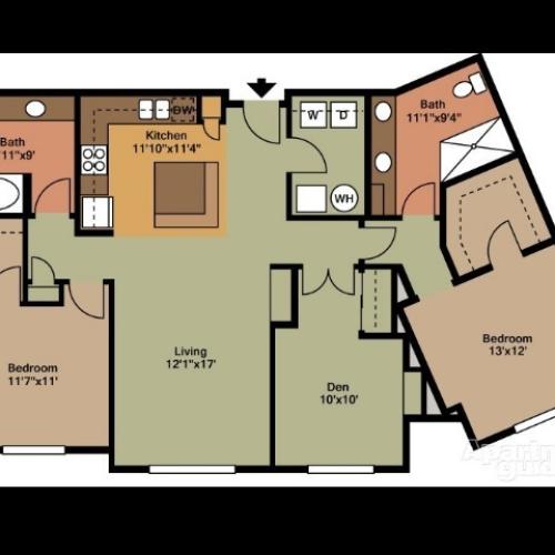 2 bed with den