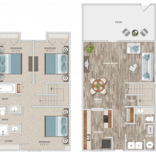 Three Bedroom Townhome