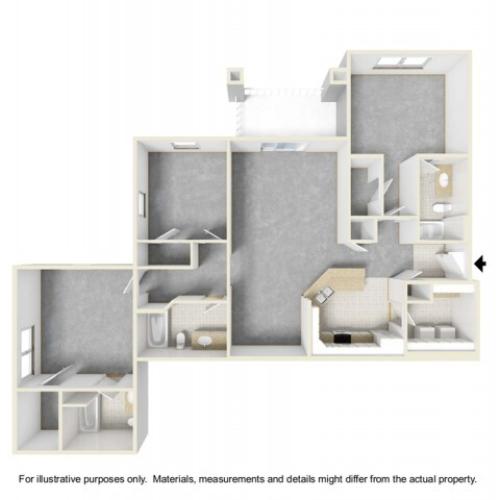 3x2 Townhome 3 Bed Apartment Villages at Nathanael Greene