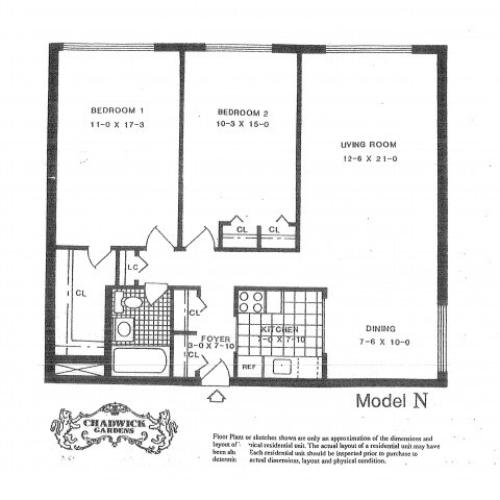 MODEL I 1 BDRM 1 Bed Apartment Chadwick Gardens Apartments