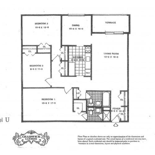 MODEL I 1 BDRM 1 Bed Apartment Chadwick Gardens Apartments
