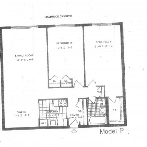 MODEL I 1 BDRM 1 Bed Apartment Chadwick Gardens Apartments