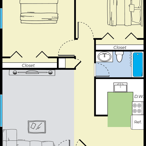 One Bedroom B Dog Friendly 1 Bed Apartment Princeton Commons