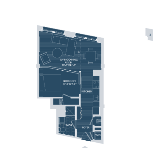 1 Bdrm Floor Plan | South Boston Apartments | 381 Congress