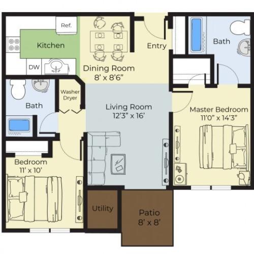 Two Bedroom 2 Bed Apartment Princeton Reserve