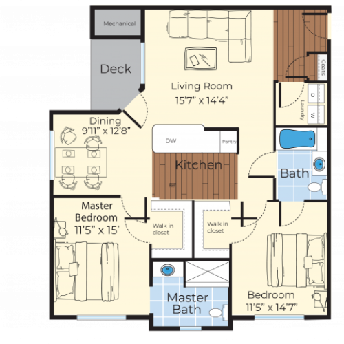 Chrome | 1-Bed, 1-Bath Floor Plan | Princeton Westford | Westford, MA