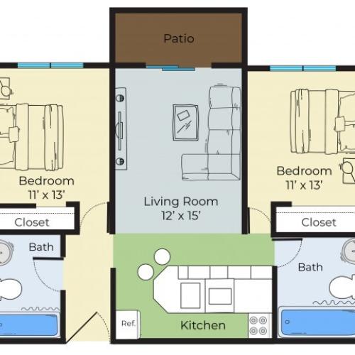 1 Bedroom 1 Bath Floor Plan Westford Park Westford, MA