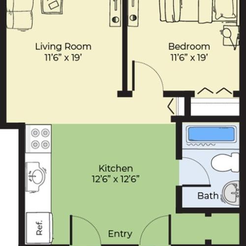 One Bedroom Standard Floor Plan Apartments In Salem Massachusetts