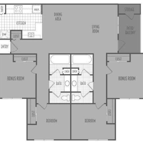 2 Bedroom, 2 Bath Suite