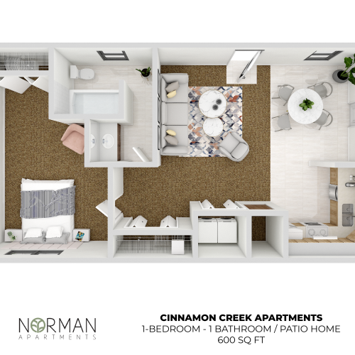 1 Bed 1 Bath Patio Home 600sqft