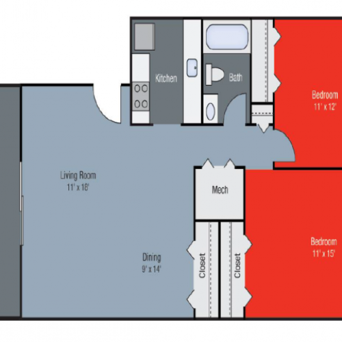 Floor Plan 3 | Apartments for Rent in Lexington KY | Pinebrook Apartments