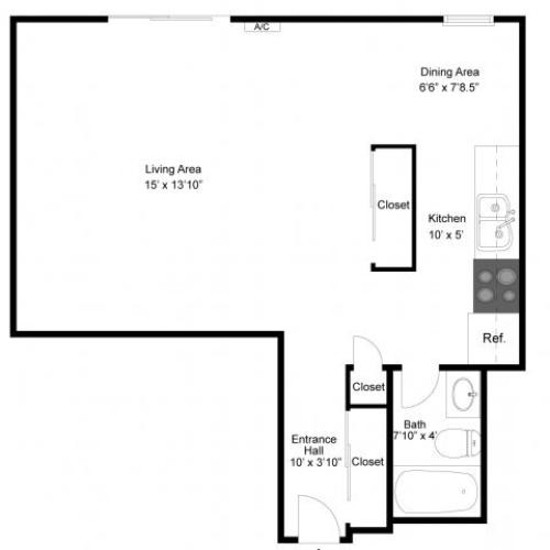 1 Bedroom Floor Plan | Apartments Eagan MN | Lexington Hills