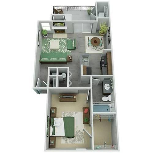 Chianti Floorplan- One Bedroom, One Bath