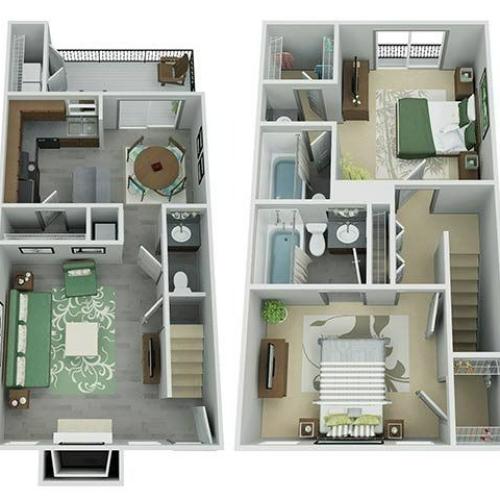 Merlot- Two Bedroom, 1.5 Bath Townhome