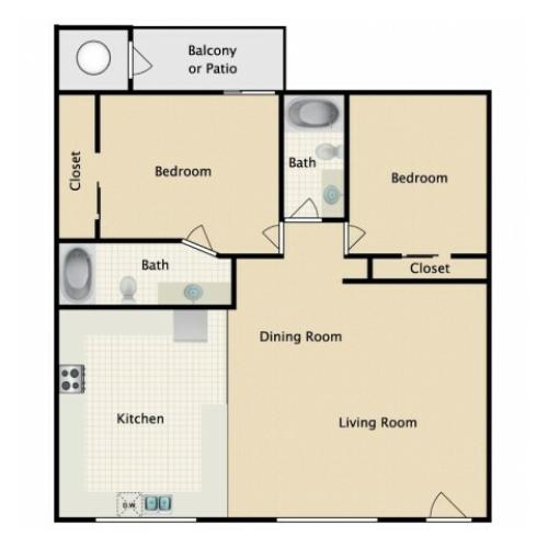 2 Bedrooms / 2 Baths