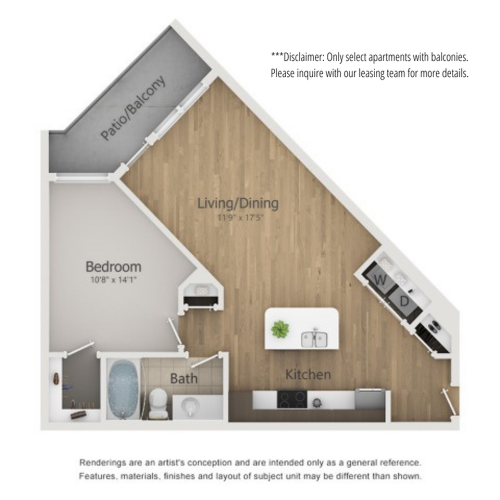 Esquire Floor Plan | 1 Bedroom with 1 Bath | 718 Square Feet | The Melrose | Apartment Homes