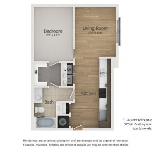Balboa Floor Plan | 1 Bedroom with 1 Bath | 650 Square Feet | The Melrose | Apartment Homes
