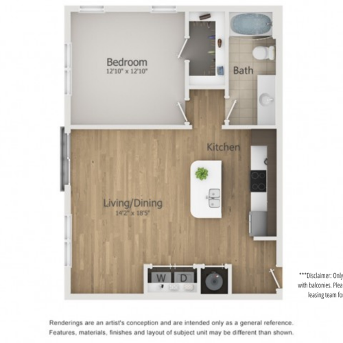 Embassy Floor Plan | 1 Bedroom with 1 Bath | 782 Square Feet | The Melrose | Apartment Homes
