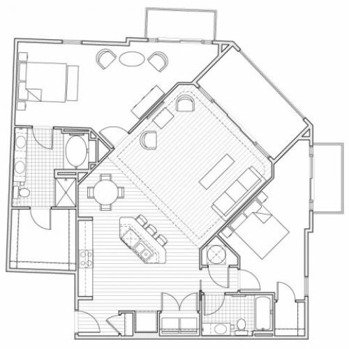 2X2-B14 Floor Plan | 2 Bedroom with 2 Bath | 1581 Square Feet | Alpha Mill | Apartment Homes