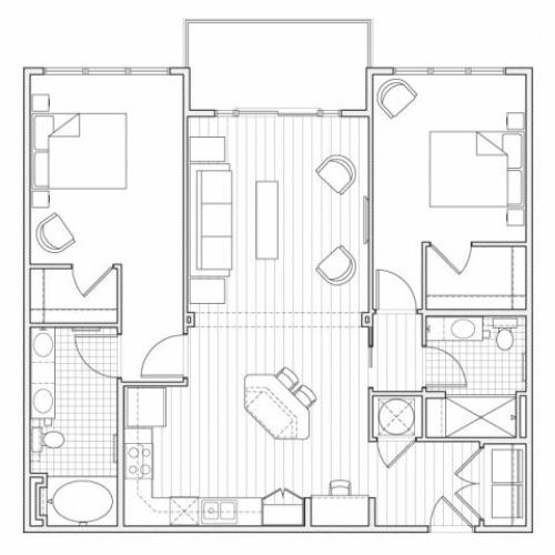 2X2-B8 Floor Plan | 2 Bedroom with 2 Bath | 1156 Square Feet | Alpha Mill | Apartment Homes