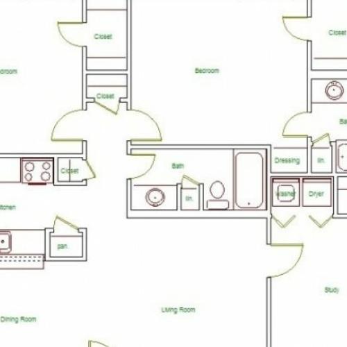 I2f Floor Plan | 2 Bedroom with 2 Bath | 1227 Square Feet | The Regatta | Apartment Homes