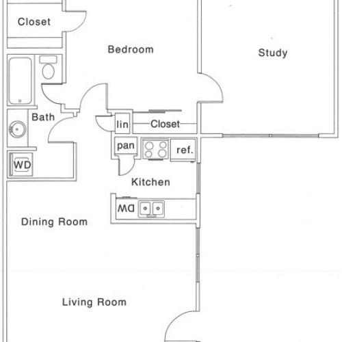 D Floor Plan | 1 Bedroom with 1 Bath | 853 Square Feet | The Regatta | Apartment Homes