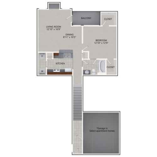 A2 Floor Plan | 1 Bedroom with 1 Bath | 924 Square Feet | Cottonwood Ridgeview | Apartment Homes
