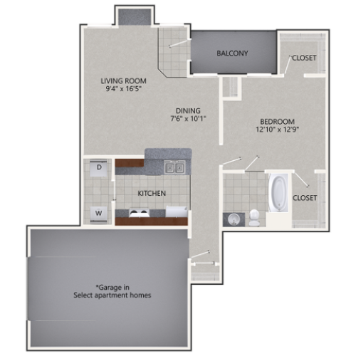 A1 Floor Plan | 1 Bedroom with 1 Bath | 821 Square Feet | Cottonwood Ridgeview | Apartment Homes